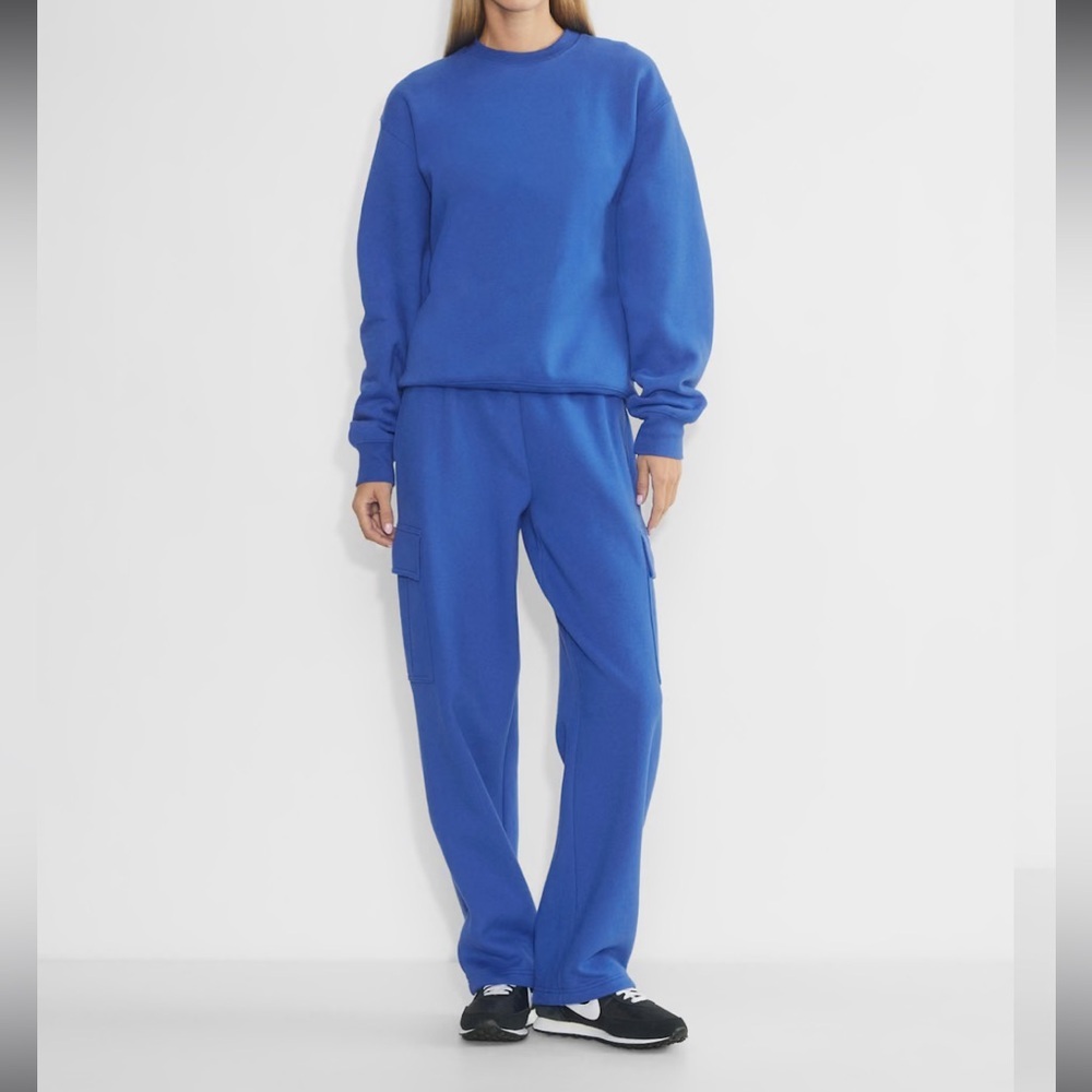 Aritzia TNA Sweatfleece Cozy Fleece Cargo Mega Fit Sweatpants in Jazz Blue